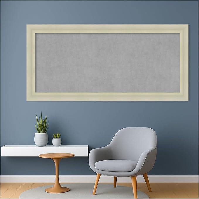 Amanti Art Silver Framed Magnetic Board 25x53 Oversize Vision Board for use with Magnets, 100% Metal Sheet to Display Items as Office Decor or for Home Organization in mudroom, Kitchen or Kids Room
