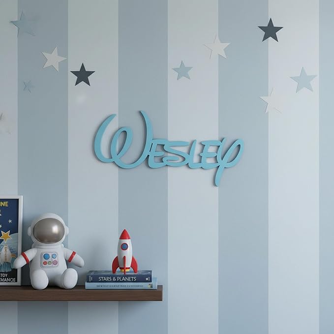 Personalized Wooden Name Sign Custom Wood Nursery Kids Room Wall Decor Plaque
