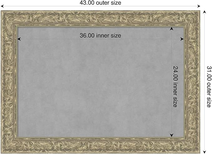 Amanti Art Silver Framed Magnetic Board 31x43 Large Vision Board for use with Magnets, 100% Metal Sheet to Display Items as Office Decor or for Home Organization in mudroom, Kitchen or Kids Room