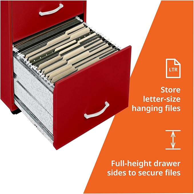 LYS SOHO Box/File/File Mobile Red File Cabinet, 3 Drawer
