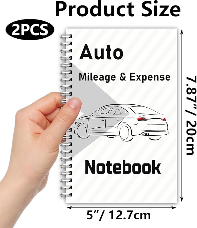 INKNOTE 2 Pcs Auto Mileage Log Book Expense Record Notebook for Car for Small Business Driving Bookkeeping 7.87 X 5inch