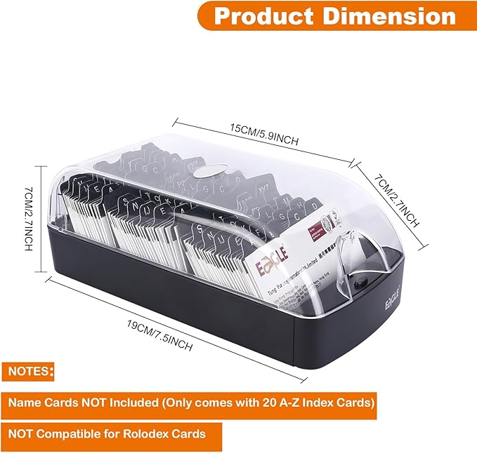 Eagle Business Card Box, Push-Button,Storage up to 550 Cards (Medium)