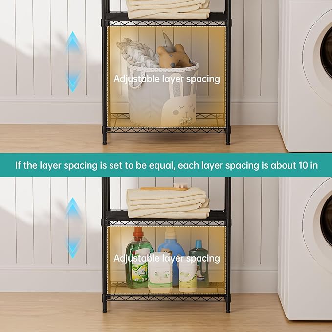 SINGAYE Shelf Closet Wire Shelving：Adjustable Metal Unit for Laundry Room Organization Bathroom Kitchen Home Storage Pantry Rack Shelves