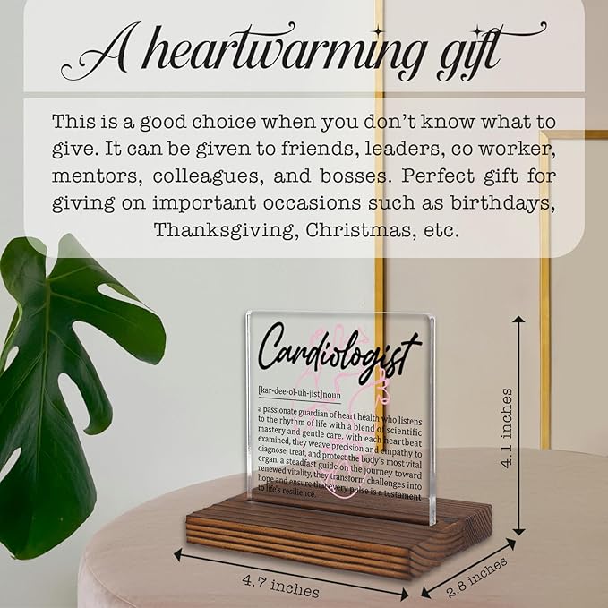 Cardiologist Gifts, Thank You Desk Sign for Heart Specialists, Appreciation Plaque for Cardiology Doctors, Office Decor for Medical Professionals PA040