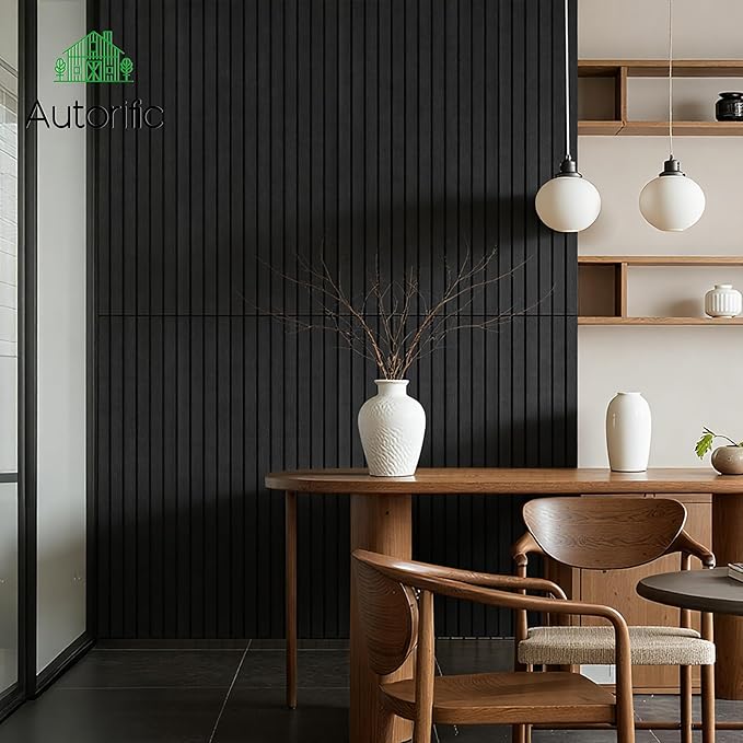 AUTORIFIC Wood Veneer Sound Panels, 10 Pack 47.2”x23.6” Wall Panels, Decorative Acoustic Panels for Walls, for Office,Home Theater,Studio,Living Room, Smoky(Mitred)