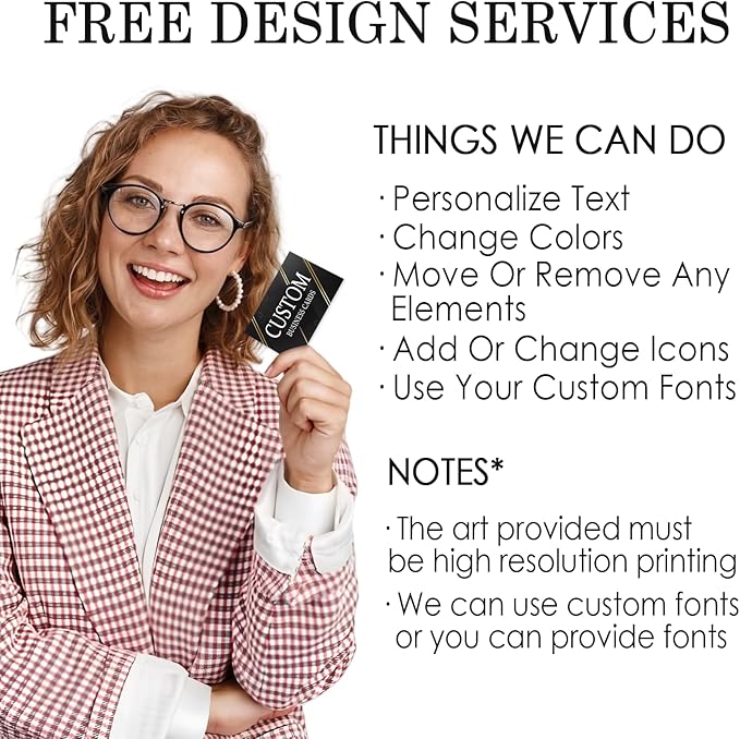 Custom Business Cards - 300gsm Matte Paper Waterproof Front & Back Printed 3.5x2 inch Customizable Logo/Text/QR Code 100/200/500/1000/2000 Pcs