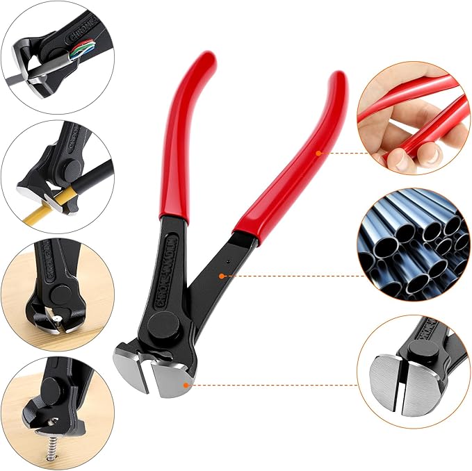 QWORK 4 Pcs Staple Remover Tool and Nail Puller Set, End Cutting Plier, V Tip Tack Pullers, for Furniture Floor Wall Car