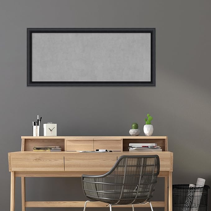 Amanti Art Black Framed Magnetic Board 23x51 Oversize Vision Board for use with Magnets, 100% Metal Sheet to Display Items as Office Decor or for Home Organization in mudroom, Kitchen or Kids Room