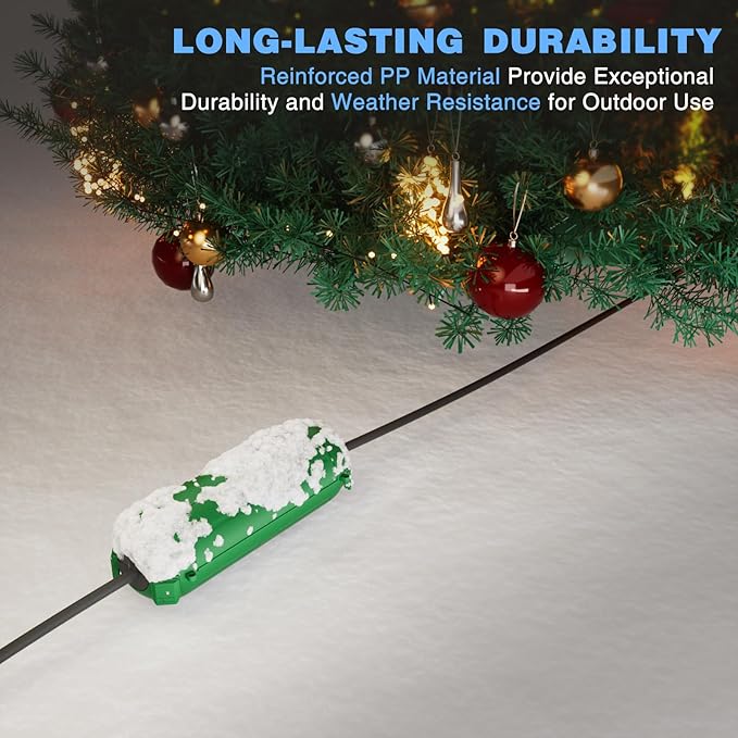Flemoon [3 Pack] Outdoor Extension Cord Safety Cover, IPX4 Weatherproof Electrical Box to Protect Outdoor Outlet, Plug, Socket, Halloween, Christmas Holiday Decoration Light, Green