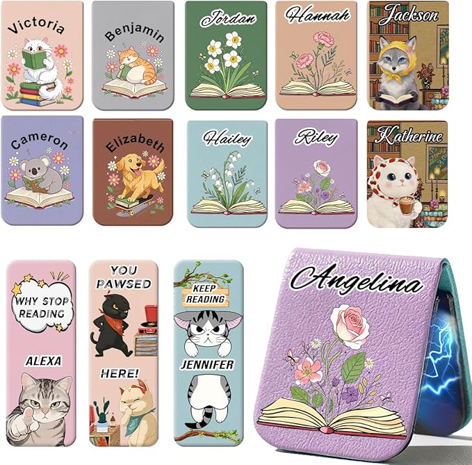 Magnetic Bookmark Clip Personalized for Readers, Custom Name Magnetic Page Marker for Books,4 Pack Gifts for Book Lover, Teachers, Student, Women and Firends