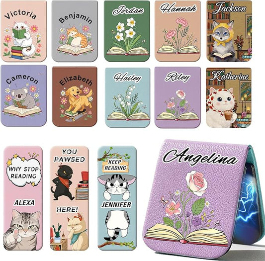 Magnetic Bookmark Clip Personalized for Readers, Custom Name Magnetic Page Marker for Books,4 Pack Gifts for Book Lover, Teachers, Student, Women and Firends