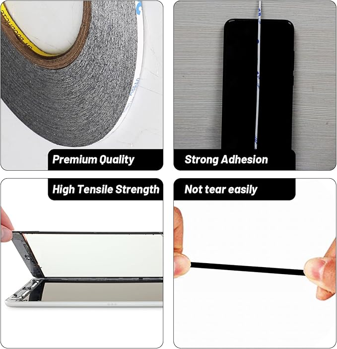 Kaisiking 2pcs 2mm x 50M LCD Repair Tape Phone Screen Adhesive Tape LCD Touch Screen Repair Tape with 1 Tweezers for Cell Phone, iPad, Tablets, Laptops, LCD Screen