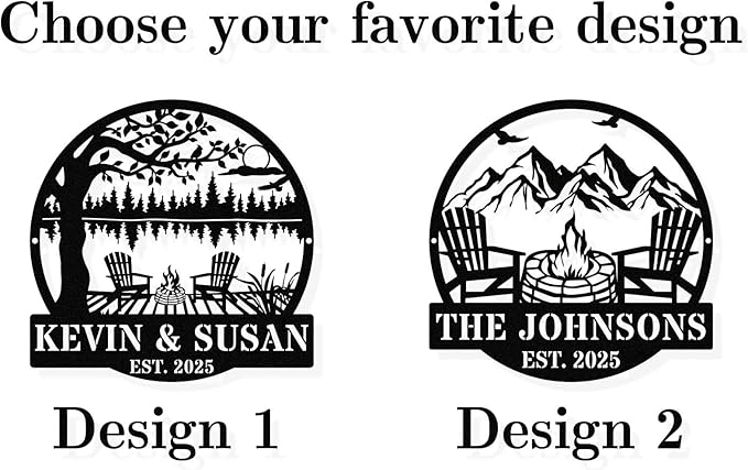 Personalized Mountain Campfire Sign, Custom Fire Pit & Campsite Decor, Metal Outdoor Camping Sign, Personalized Camping Gifts, Custom Campfire Name Sign, Camper Decor, Unique Outdoor Wall Art