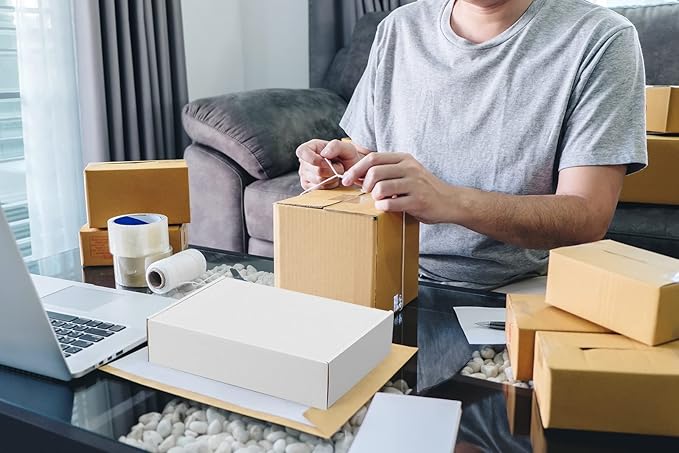 Eupako 9x6x2 Shipping Boxes Small Corrugated Cardboard Box - 25 Pack White Mailing Boxes for Packaging Small Business, Mailer Box