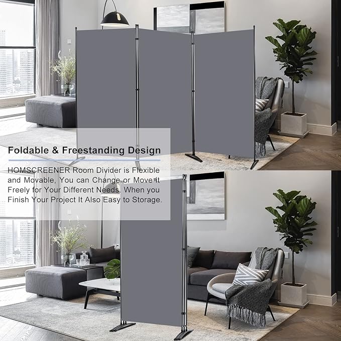 Room Divider 6FT Folding Privacy Screens, 3 Panel Partition Room Dividers w/Freestanding Design, Portable Wall Divider for Room Separtation, Fabric Screen Panel for Home Office Bedroom Dorm