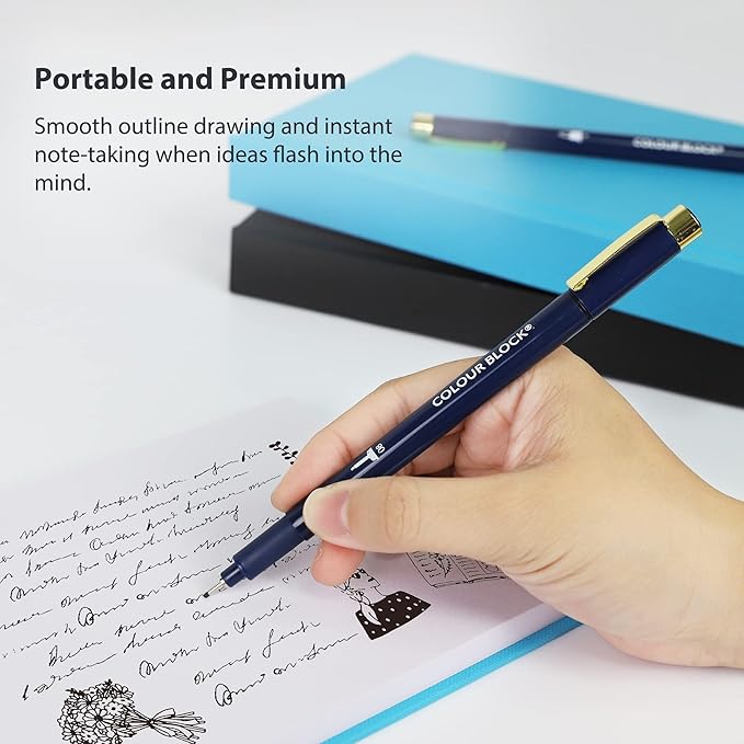 COLOUR BLOCK 10PC Calligraphy Set - Sketchbook, PU Pen Case, Fineliner, Hand Lettering, Sketching, Basic Writing, Journaling Supplies, Fine Point Pens