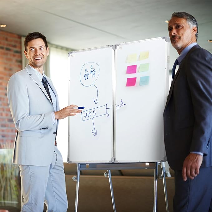 72” x 40” Foldable Whiteboard Dry Erase Board Large Tri Folding Whiteboard Magnetic Dry Erase Board, Wall Aluminium Frame and Pen Tray for Office, Home
