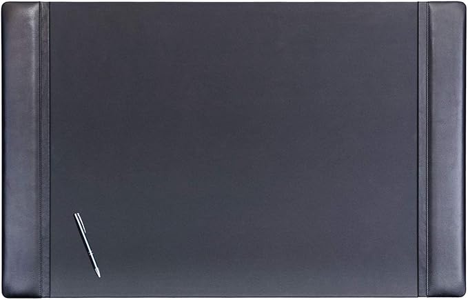 Dacasso Black Leather 38" x 24" Side-Rail Desk Pad