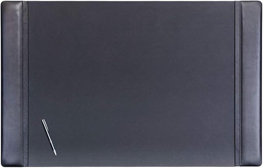 Dacasso Black Leather 38" x 24" Side-Rail Desk Pad
