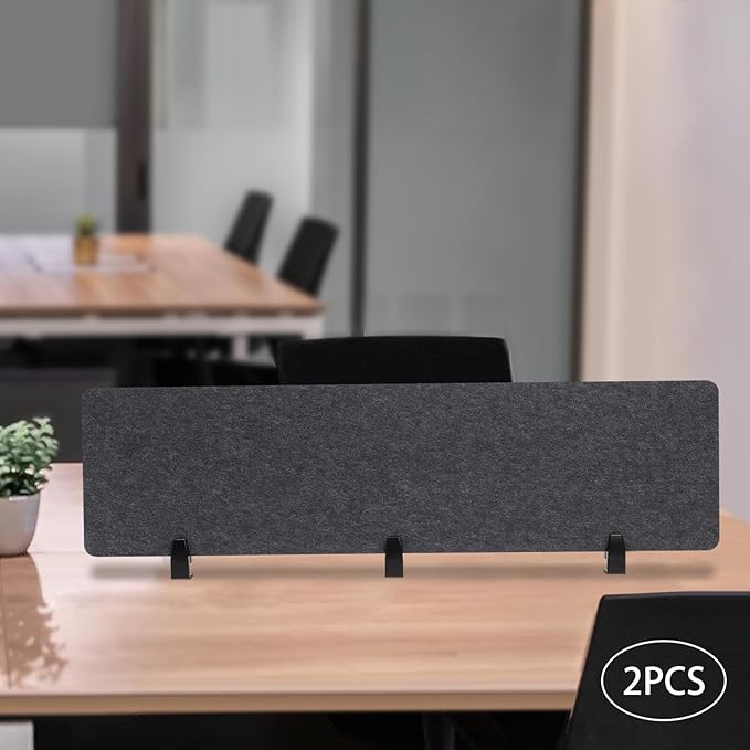 2pcs Privacy Panel, Standing Desk Divider 60"x16" Desktop Office Furniture Partitions, Clamp-On Acoustic Desk Divider Mounted Privacy Panel to Reduce Noise and Visual Distractions (Dark Grey)