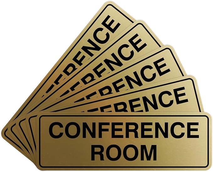 Standard Conference Room Sign - Brushed Gold - Medium 5 Pack