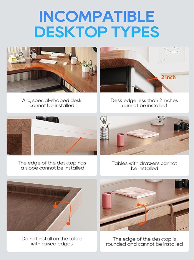 NODOCA No Drill Under Desk Cable Management Tray, 14'' Wire Management, Punch-Free Clamp on, Metal Cable Tray, Wire Organizer Under Desk, Under Desk Basket for Office and Home, White(2 Packs)