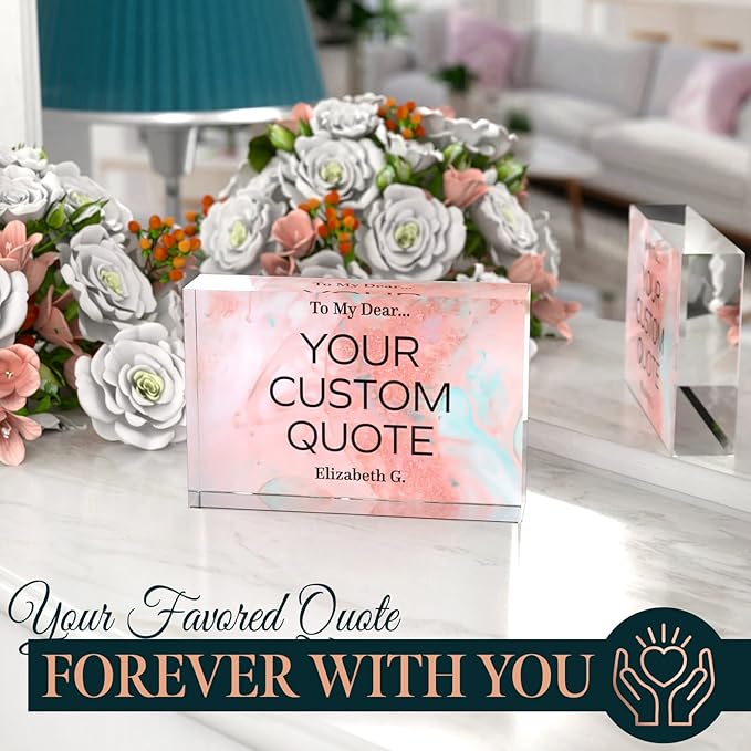 Personalized Gifts, Custom Quote Block Letter Board,Crystal-Clear Acrylic With Gift Box,17 Styles, Holiday and Christmas Gift for Mom, Dad, Girlfriend, Him or Her, Husband, Wife (4"x6", Stella)