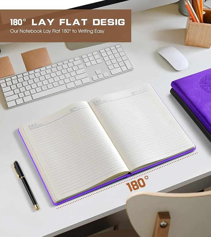 Biuwory Lined Journal Notebook for Women Men,256 Pages B5 Large Hardcover Leather Journals for Writing,Travel,Business,Work & School,College Ruled Notebooks for Note Taking,Diary Notepad 7.8"×10.2"