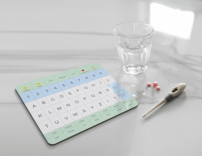 Communication Board For Adults- Non-Slip, Portable Letter Chart for Non-Verbal, Stroke Recovery, Effective Visual Aids for Non-Speaking Patients, Pain Scale, QWERTY or ABC (ABC)