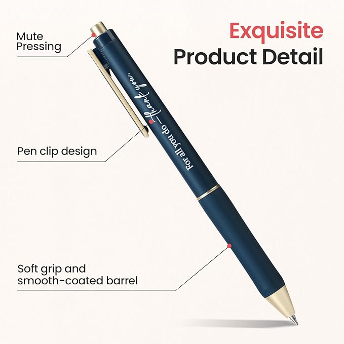 Taja Gel Pens, 6 Pcs Quick Dry Black Gel Ink Pens, 0.5mm Fine Point Smooth Writing Pens for Journaling and Note Taking, Cute Aesthetic Pens for Women & Men-Gratitude