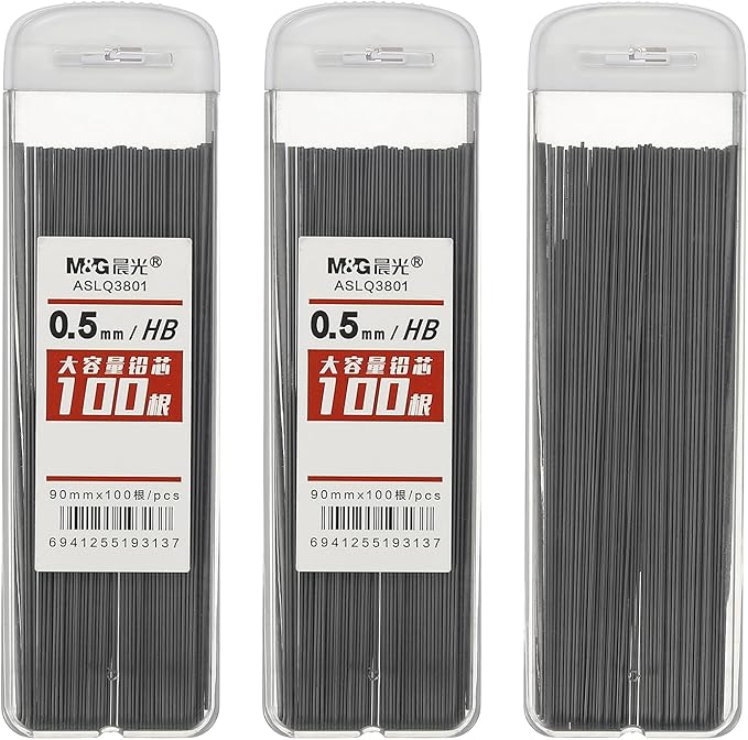 PATIKIL 300Pcs HB Mechanical Pencil Lead, 0.5mm Black Lead Refill Break Resistant Pencil Refills for Writing Office Supplies, White