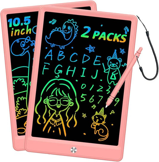 BUKEBU LCD Writing Tablet Doodle Board, Colorful Drawing Pad, Electronic Drawing Tablet, Drawing Pads,Travel Gifts for Kids Ages 3 4 5 6 7 8 Year Old Girls Boys (10.5 inch, Pink&Pink)