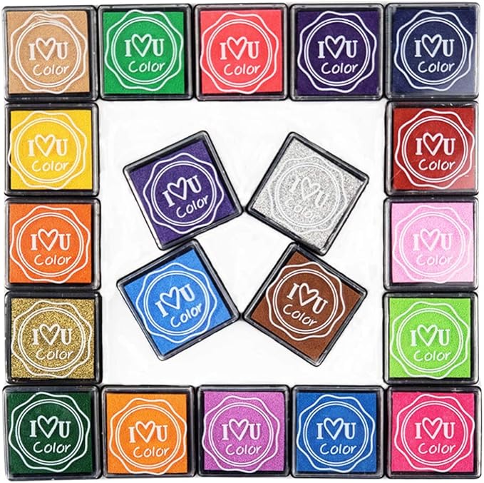 GTLZLZ Ink Pads for Kids, 20 Colors Craft Ink Pad, Washable Finger Ink Pads for Stamps, Paper, Scrapbooking, Wood Fabric
