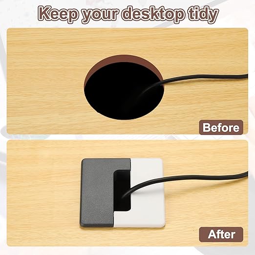 PATIKIL 2.8inch Desk Grommet, 6Pcs Cable Grommet Wire Management Cable Hole Cover Cord Organizer for Office Home Table Countertop, White
