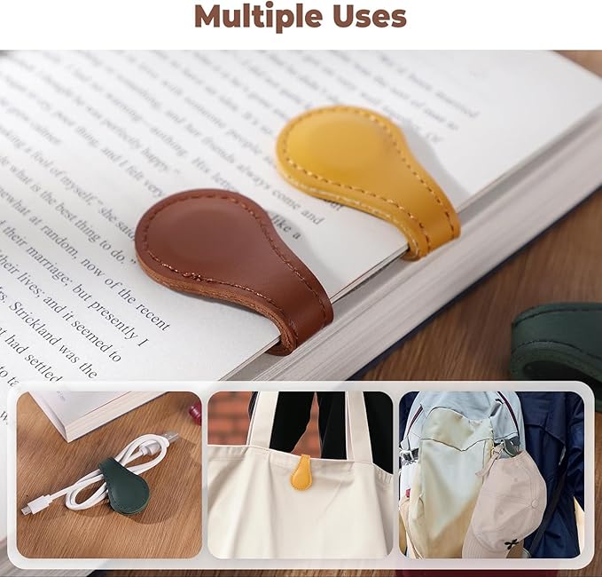 Personalized Magnetic Leather Bookmark, 26 Letters Custom Leather Bookmarks, Handmade, Leather Magnetic Bookmark for Book Lovers Readers Women Kid(Black，O）