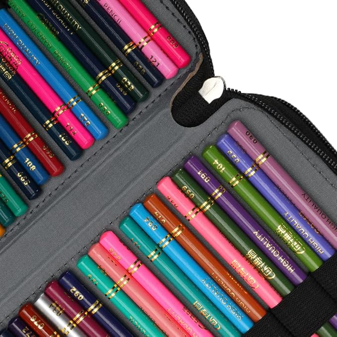 Large Capacity Black Flower Pencil Holder with Zipper Closure Twill Fabric Pencil Case for 300 Colored Pencils or 200 Gel Pens