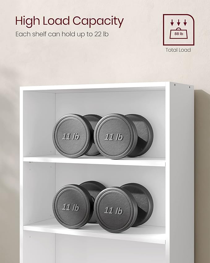 VASAGLE Set of 2 Bookshelves, 23.6 Inches Wide, 3-Tier Open Bookcases with Adjustable Storage Shelves, Floor Standing Units, Cloud White ULBC163T14-2