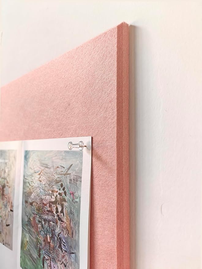 DECORITA Felt Wall Tiles | Large Cork Board Alternative | Aesthetic Felt Bulletin Board for Office, Home & Classroom | Large Cork Boards for Walls Pinboard (12-Pack) | Pink