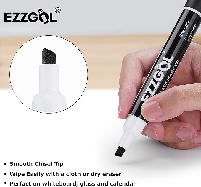 Ezzgol Dry Erase Markers Bulk, 72 Pack Black Low Odor Whiteboard Markers