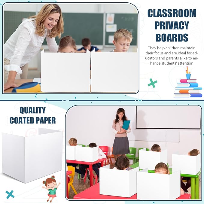 Zhehao 36 Pcs Privacy Boards for Student Desks Bright Colored Classroom Desk Divider Trifold Table Panel Privacy Folders Screen Partition for School Teacher Student Study Test Home