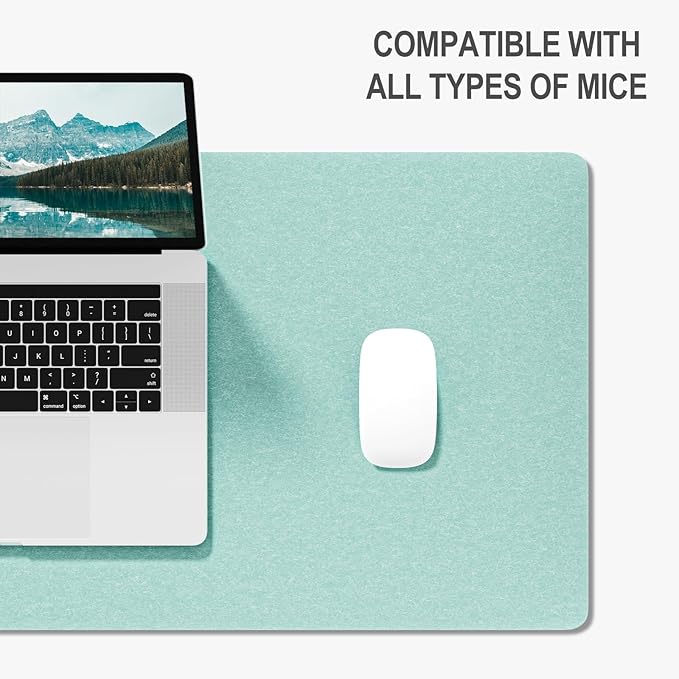 Auhoahsil Felt Desk Mat, Minimalist Large Mouse Pad XXL 35.5 x 15.7 in, Desk Matt for Desktop, Keyboard, Laptop, Computer, Office, Work from Home, Gaming, Light Green