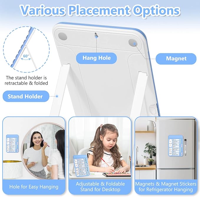 Audab Dry Erase Chore Chart for Kids, Magnetic Whiteboard Checklist Board, Chore Checklist Slider to Do List Board, Daily Routine Chart Schedule Board Task Tracker for Home Refrigerator, Wall, Desk