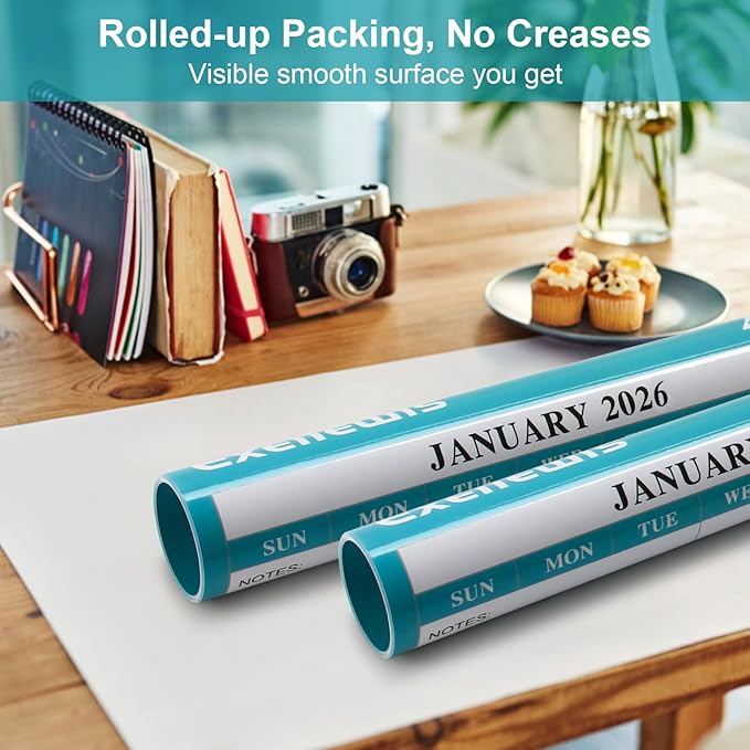 32" x 48" Exellewis 2026 Wall Calendar Erasable, Wet & Dry Erase Large Laminated Annual Yearly Planner - 12 Month Horizontal/Vertical Calendar January to December for Easy Planning, Organizing