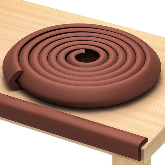 Furniture Edge Guards | 16ft Protective Protective Foam Cushion | Baby Child Proofing Set NonToxic and Safe for Table, Fireplace, Countertop | Brown