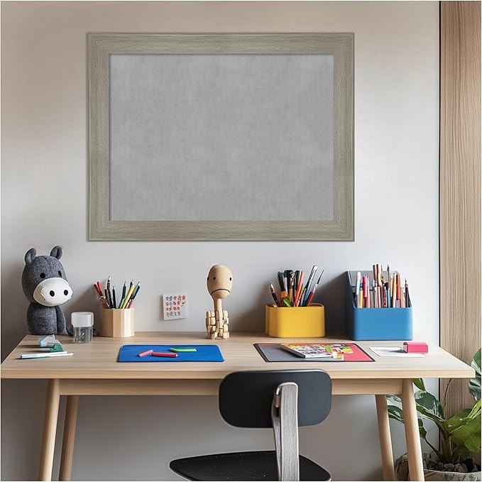Amanti Art Grey Framed Magnetic Board 22x28 Medium Vision Board for use with Magnets, 100% Metal Sheet to Display Items as Office Decor or for Home Organization in mudroom, Kitchen or Kids Room
