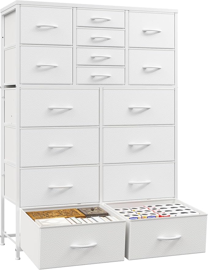 Romorgniz 57“H Dresser for Bedroom with Multiple Drawers,Dressers & Chests of Drawers for Bedroom,Large White Dresser, Sturdy Metal Frame & Wood Top,Entryway, Hallway