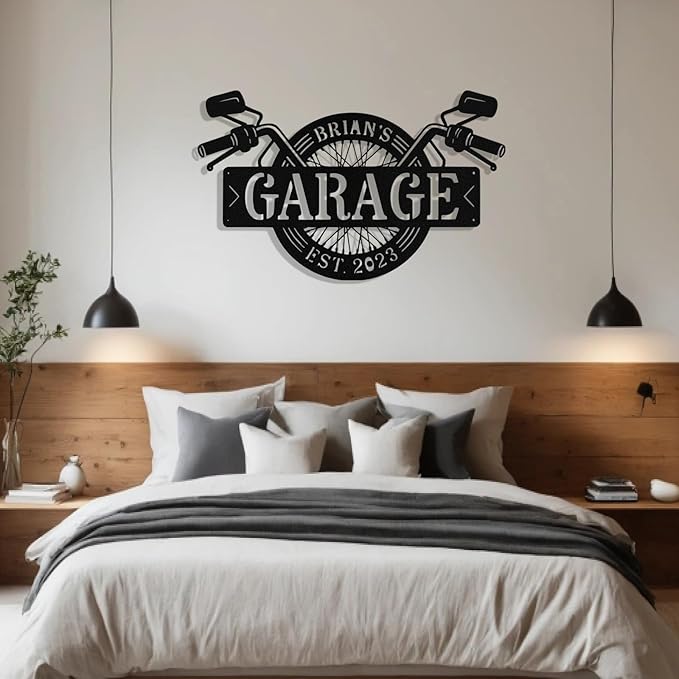 Custom Motorcycle Wheel Metal Signs Personalized Biker Name Sign Custom Garage Decor Motorbikes Wall Art Decor Motorcycle Sign Men Room Decorate Gifts for Men Husband Rider
