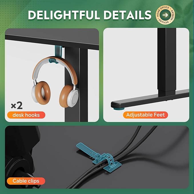 DEVAISE L Shaped Standing Desk Adjustable Height, Dual Motor Electric Corner Standing Desk, 63x55 inch Sit Stand up Home Office Desk with Splice Board, Black