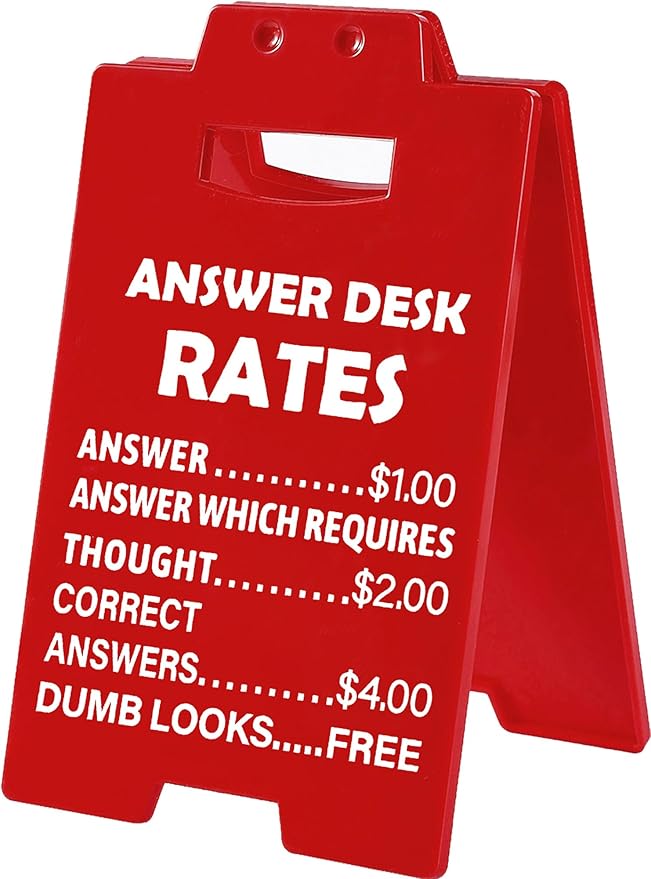 Funny Office Gag Gifts for Coworker Answer Desk Rates Desk Sign for Women Men Coworker Boss