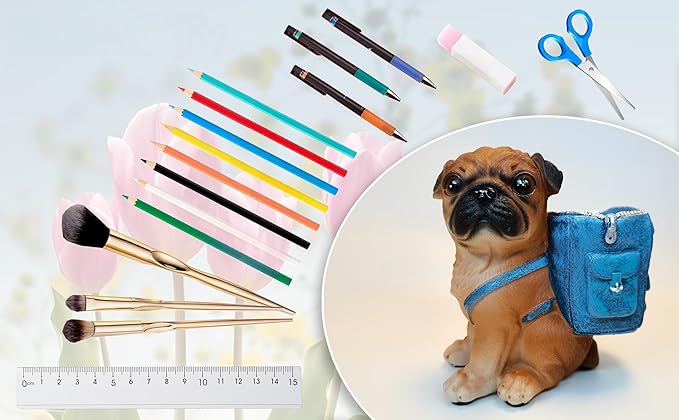 Photour Cute Dog Pen Holder for Desk ，Pen Pencil Cup Creative Desktop Pen Organizer Pencil Cups Unique Desk Accessories Decor for Home Office School Gift for Dog Lovers (Pug)